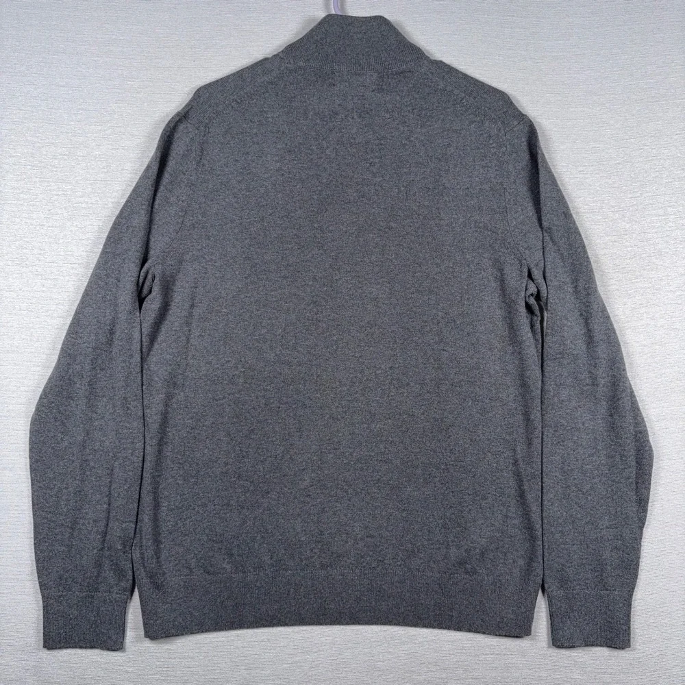 Banana Republic Premium Luxe 1/4 Zip Sweater Mens L Gray Cotton Silk Cashmere